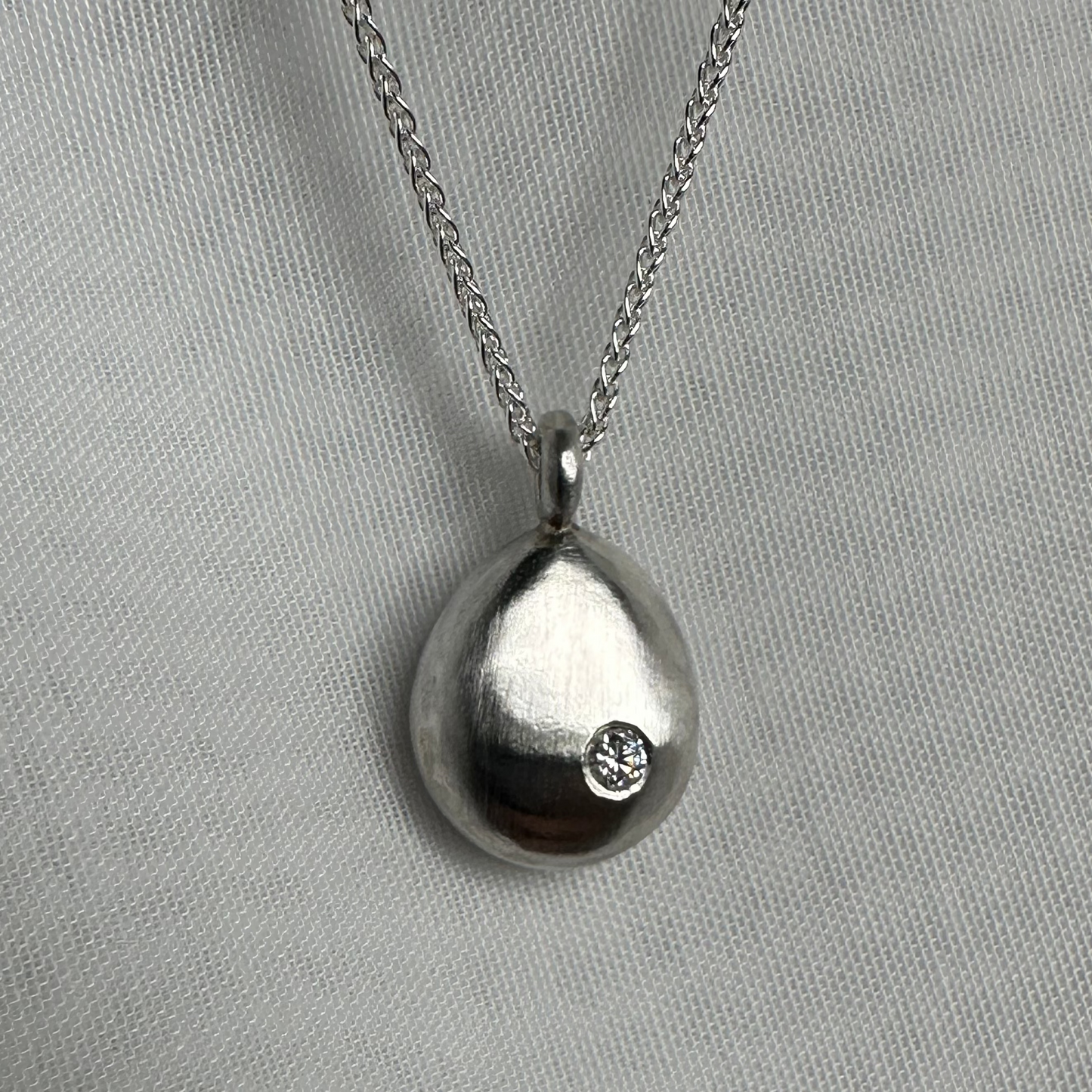 NUGGET Sterling Silver & Moissanite Pendant