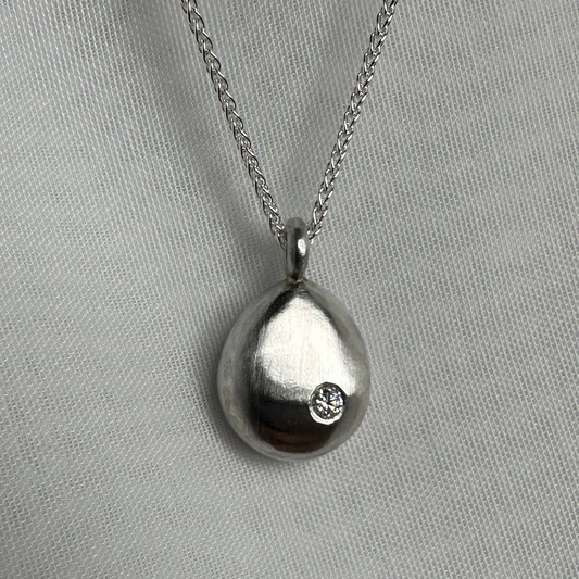 NUGGET Sterling Silver & Moissanite Pendant