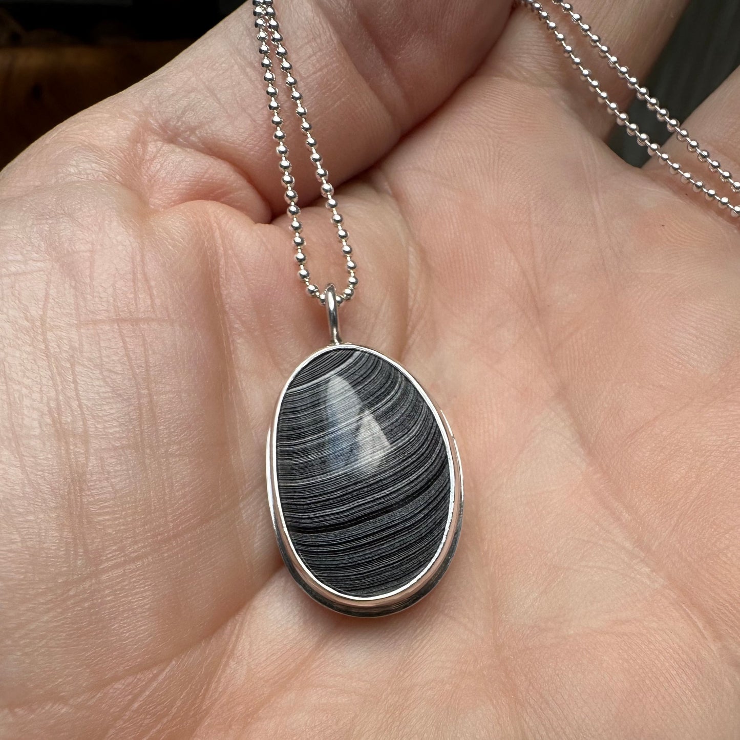 Fordite Bezel Set Pendant