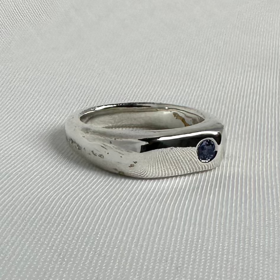 TANZANITE Chunky Sterling Silver Ring